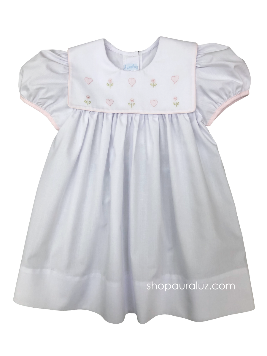 Auraluz White Knit Dress with Red Tiny Tree Embroidery main image 1