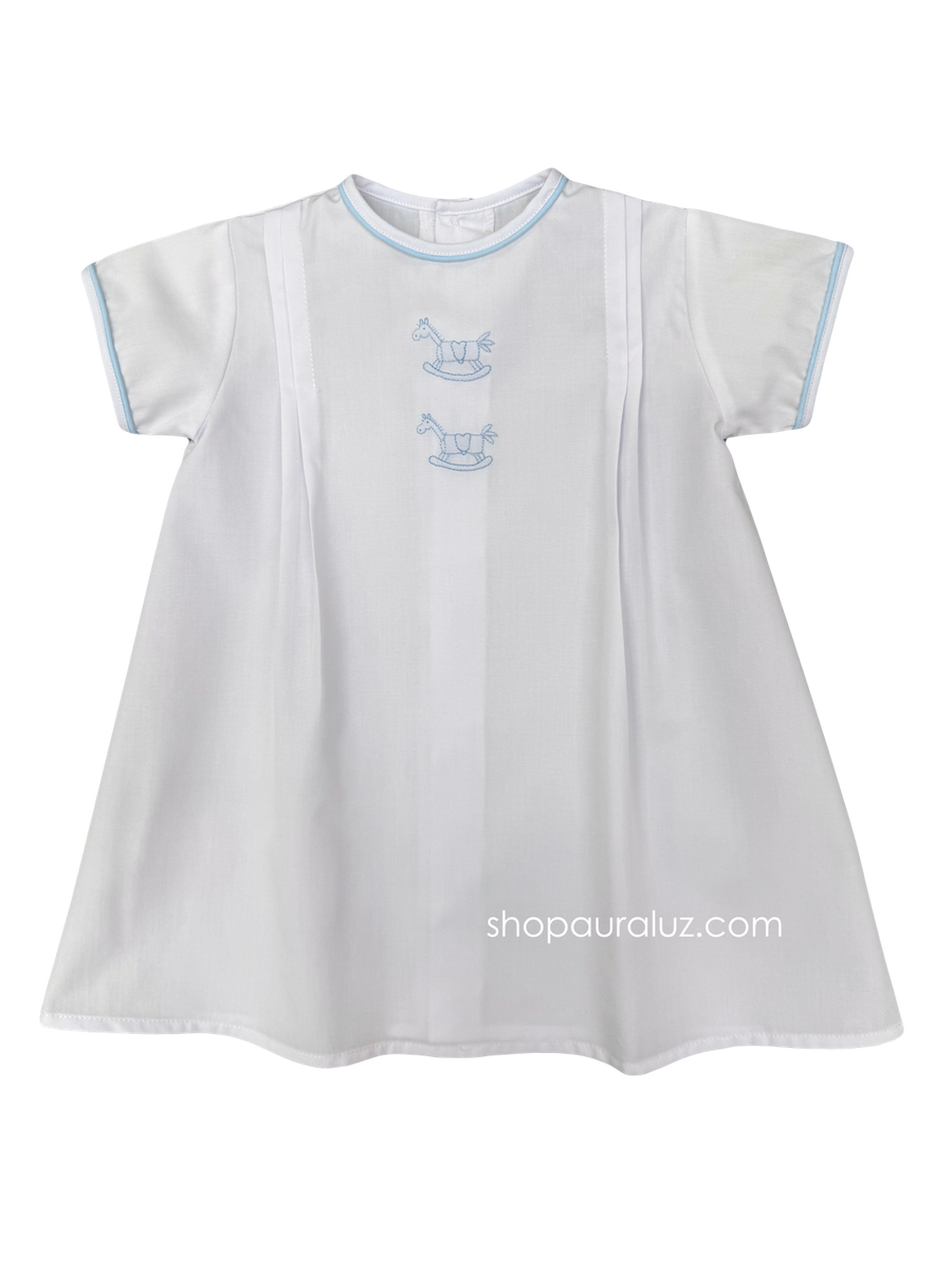 Auraluz LS Day Gown with Blue Lion Embroidery
