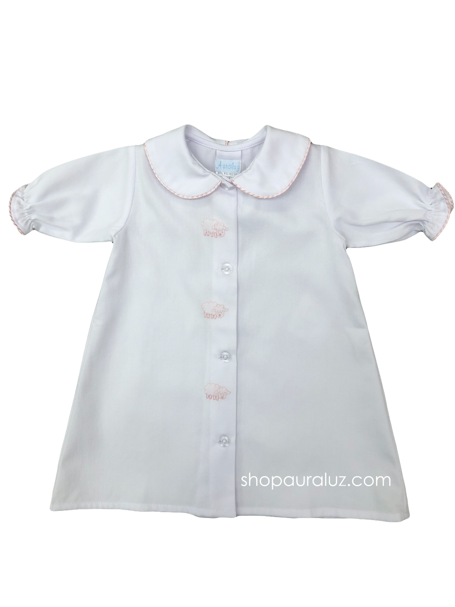 Auraluz Pique Daygown With White Binding Trim W/Shadow Emb 3330 5207 main image 0