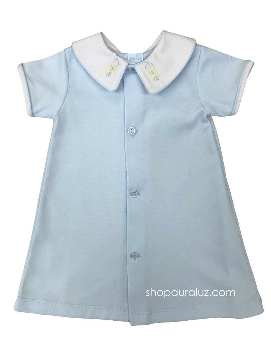 Auraluz Solid Blue Day Gown with White Trim main image 0