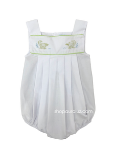 Auraluz Boy Sun Bubble...White with lime check trim and embroidered alligators