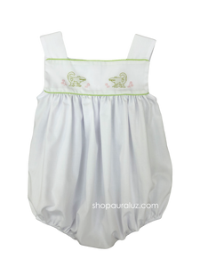 Auraluz Girl Sun Bubble...White with lime check trim and embroidered alligators