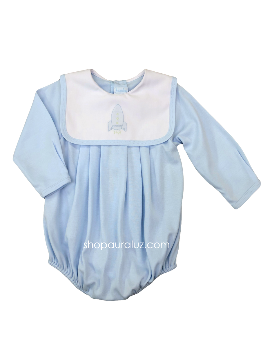 Auraluz Knit Diaper Set, Blue & White with Elephants