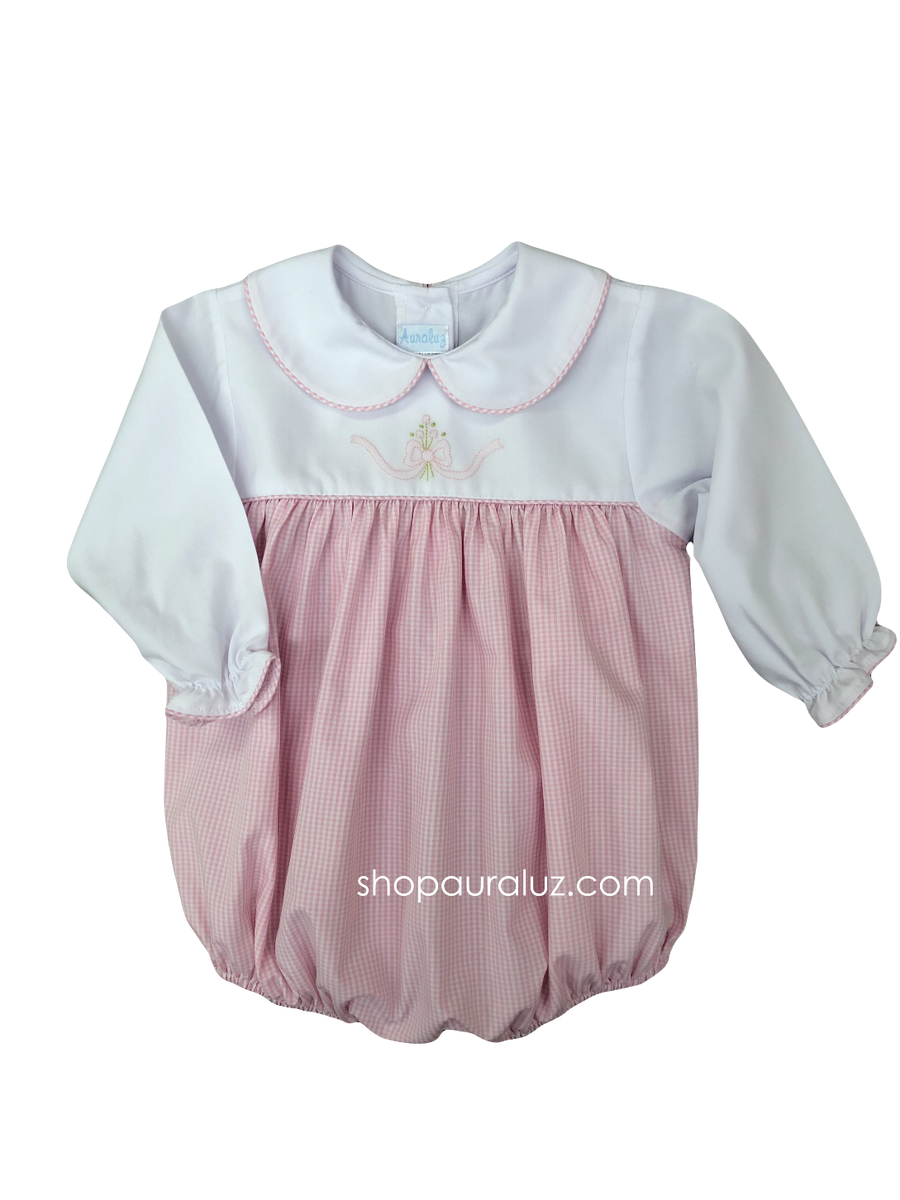 Auraluz Pink Check Flower Dress