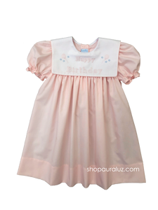 Auraluz Birthday Dress..Pink with square collar and embroidered "Happy Birthday"