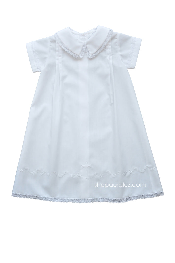 Auraluz Embroidered Day Gown, White with Blue Lamb main image 1
