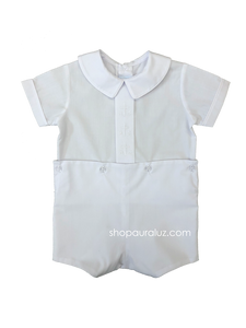 Auraluz Boy Button-On..White with boy collar and embroidered white crosses