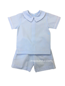 Auraluz Boy 2pc..Blue with boy collar and white piping trim
