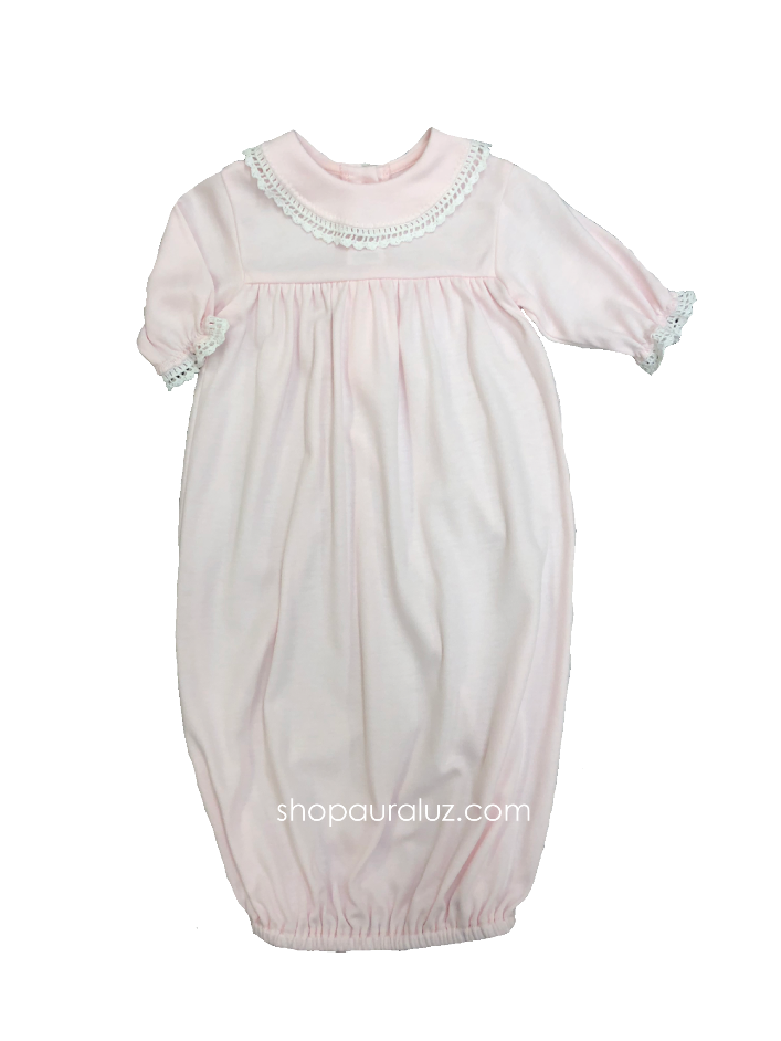 Auraluz Pink Pique Longall with Tulip Embroidery