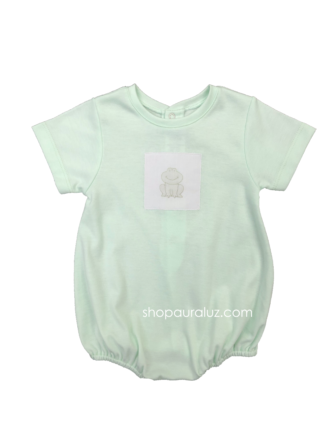 Auraluz Knit Boy Bubble...Green with no collar and embroidered frog. STORE EXCLUSIVE!