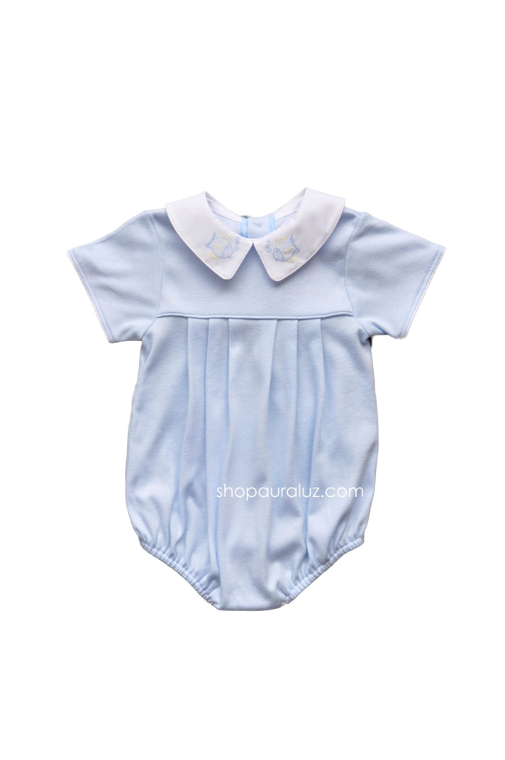 Auraluz Blue Bubble with Boat Embroidery on Collar