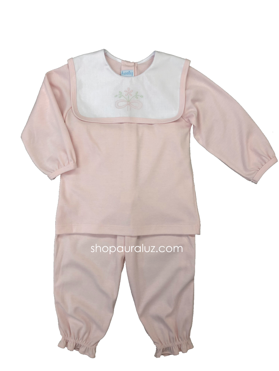 Auraluz Pink Knit Dress with Bird Embroidery main image 1