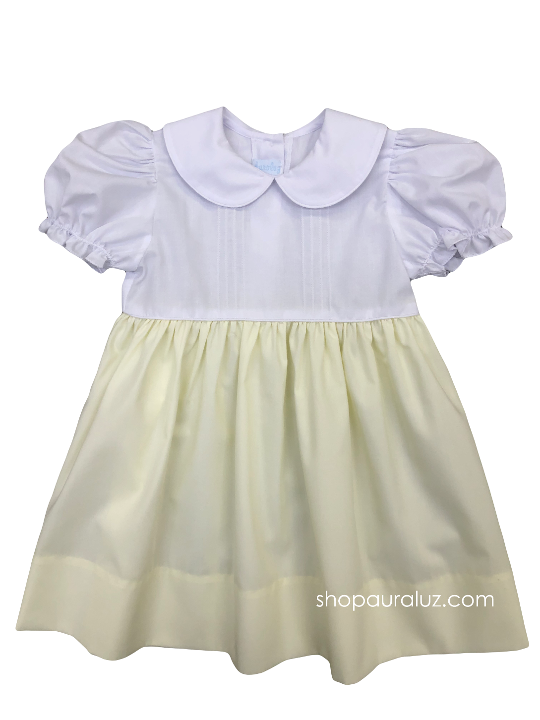 Auraluz Dress...Yellow/white with tucks and p.p. collar