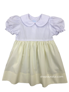 Auraluz Dress...Yellow/white with tucks and p.p. collar