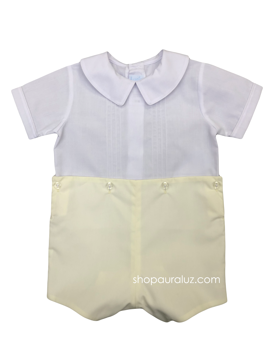Auraluz Boy Button-On...Yellow/white with boy collar and tucks