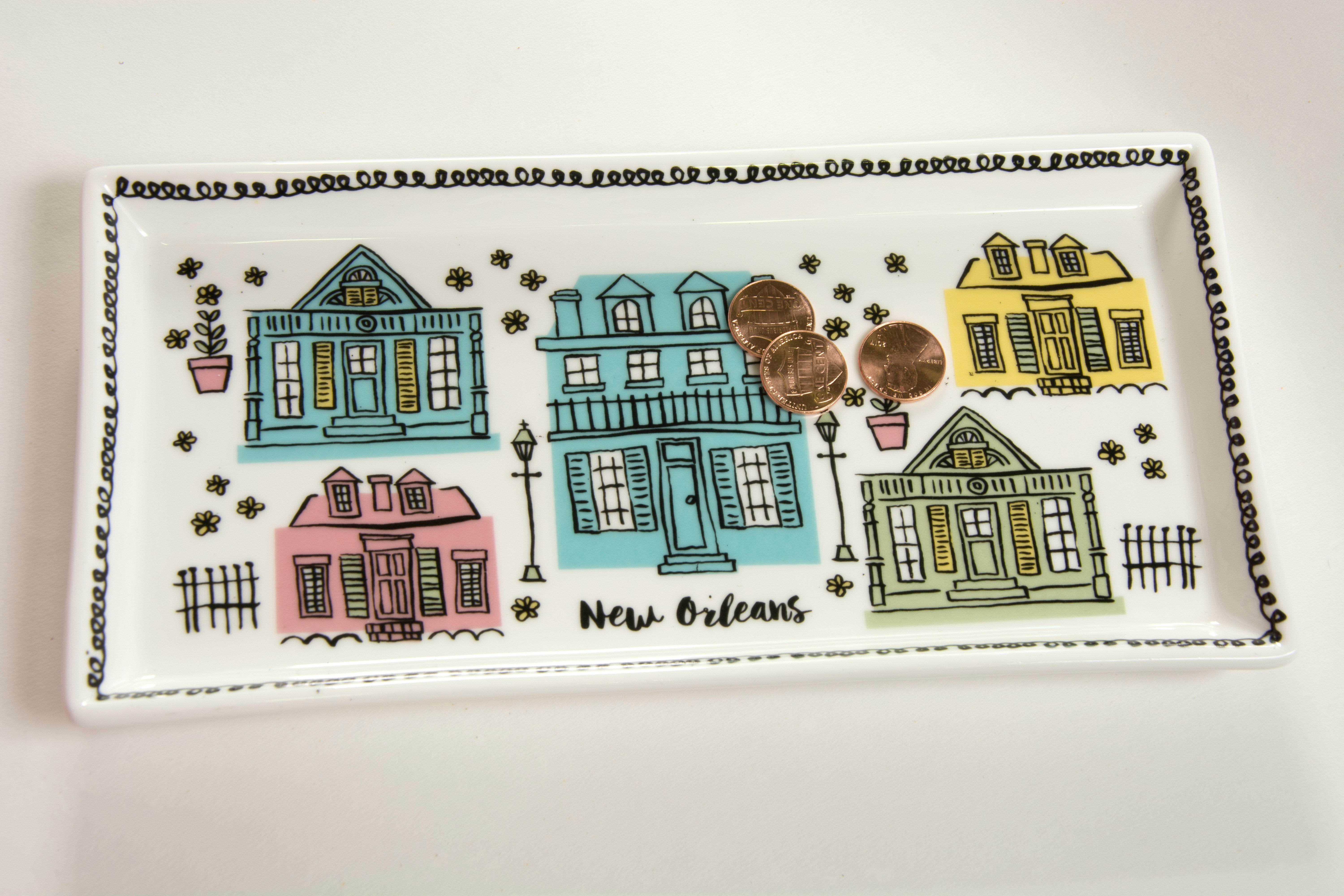 Creole Cottages Ceramic Tray