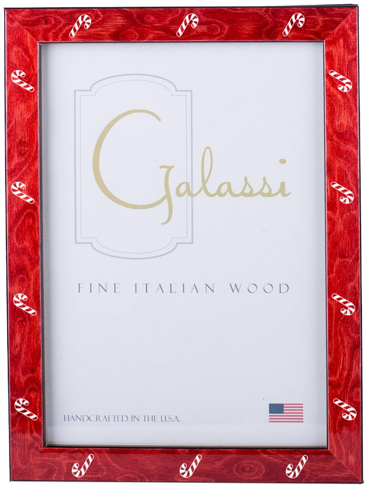Galassi Red Burl Wood Frame with Candy Canes