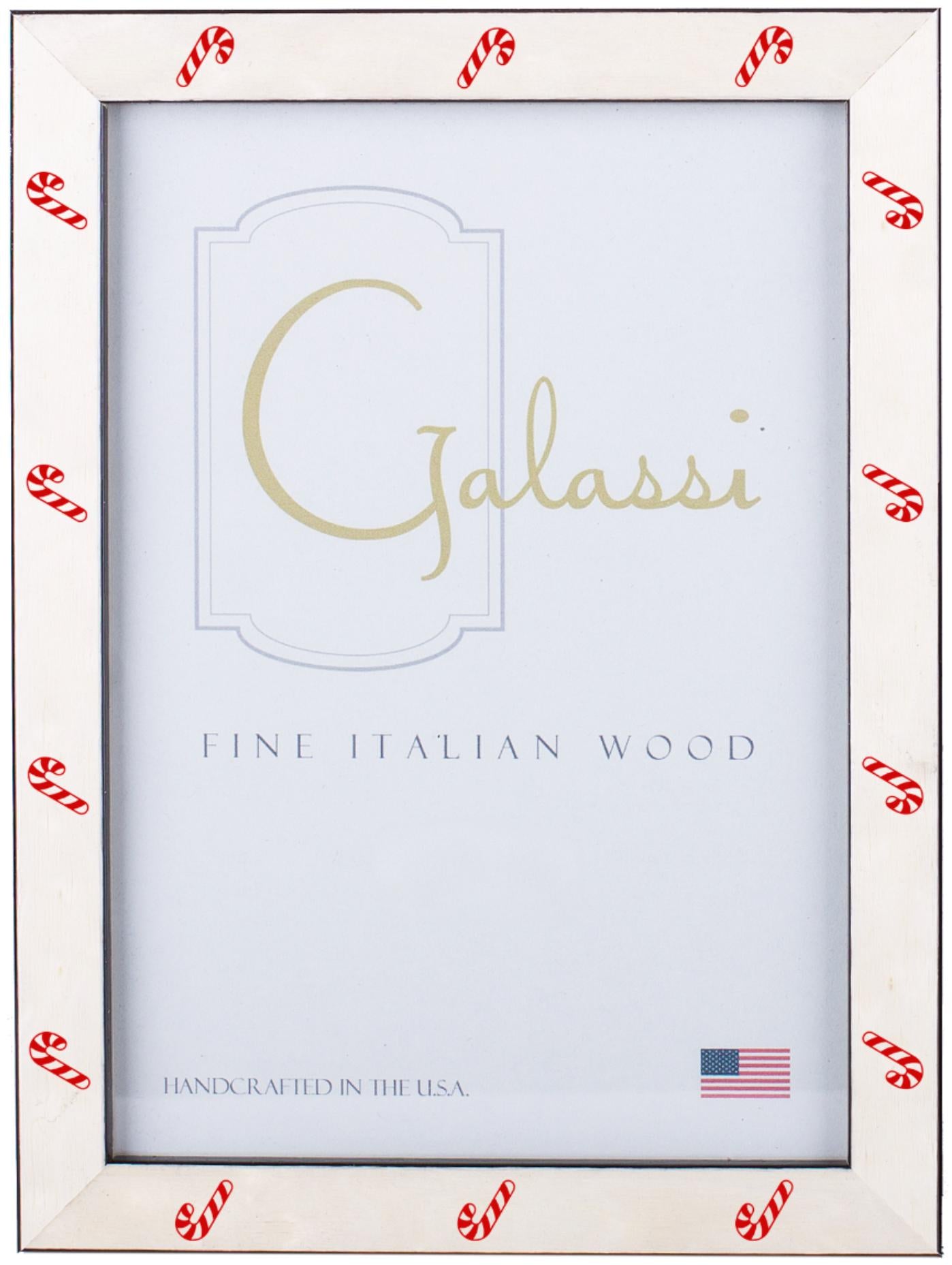 Galassi White Burl Wood Frame with Candy Canes