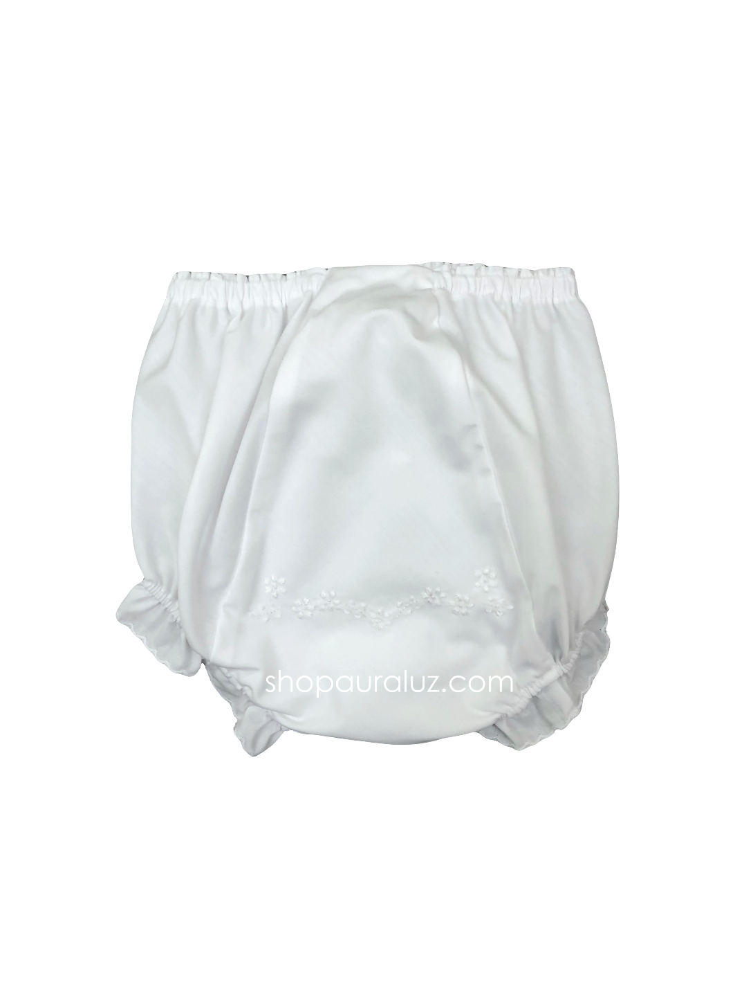 Auraluz Panty...White with scallops and embroidered satin flowers