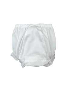 Auraluz Panty...White with scallops and embroidered satin flowers