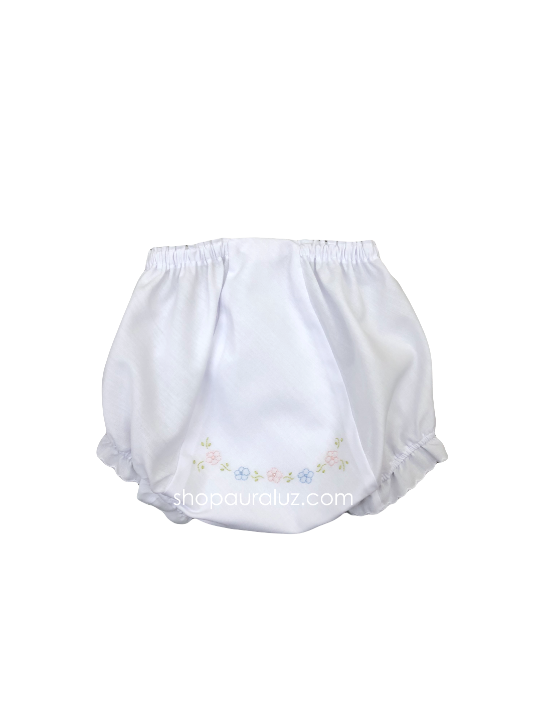 Auraluz Panty...White with scallops and embroidered flowers