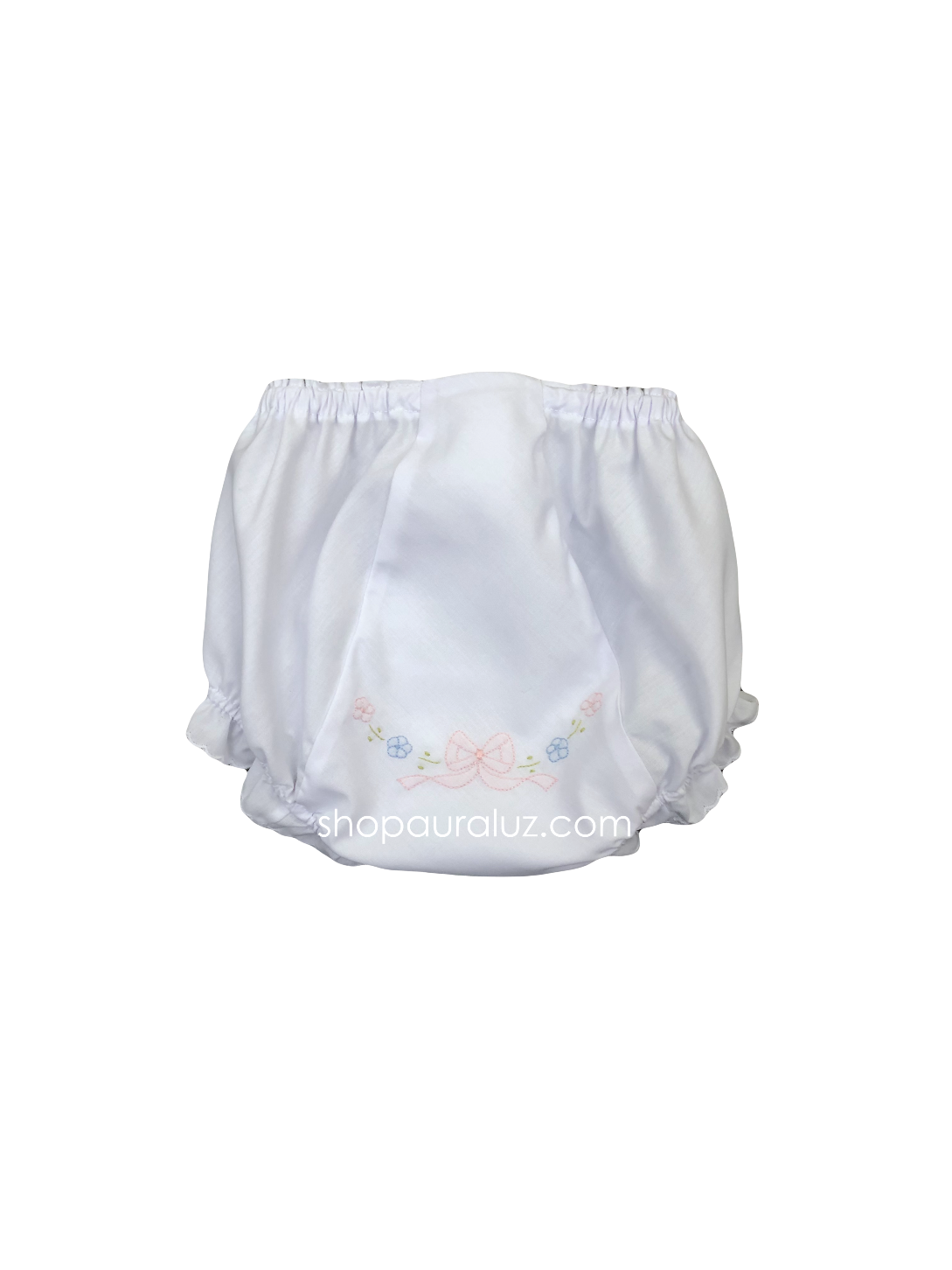 Auraluz Panty...White with scallops and embroidered tiny bow