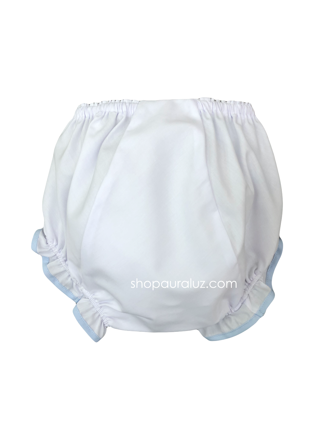 Auraluz Panty...White with blue binding trim