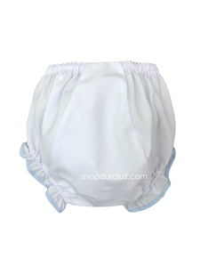 Auraluz Panty...White with blue binding trim