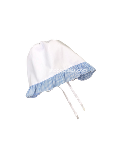 Auraluz Baby Hat...White with blue check ruffle