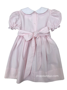 Auraluz Tie-back Dress...Pink window pane with white p.p. collar