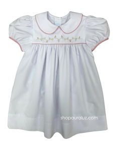 Auraluz Dress..White with red stripe trim and embroidered Christmas lights