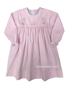 Auraluz Pique Dress...Pink with white binding trim and embroidered pony