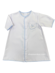 Auraluz Pique Day Gown...White w/blue binding trim and embroidered duck