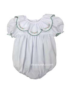 Auraluz Christmas Bubble...White with ruffle collar and embroidered holly