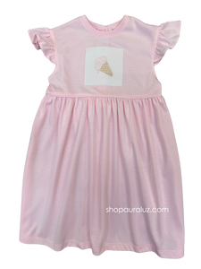 Auraluz Knit Dress...Pink with angel sleeves and embroidered ice cream cone