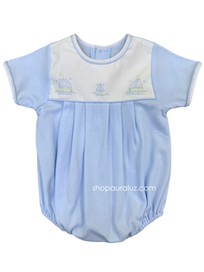 Auraluz Knit Boy Bubble..Blue with embroidered boat