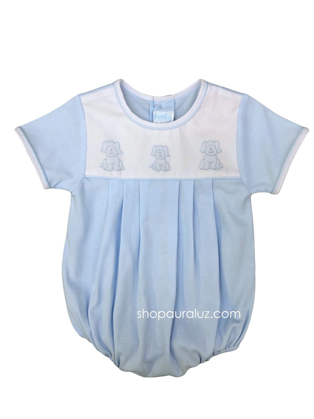 Auraluz Knit Boy Bubble..Blue with embroidered puppies