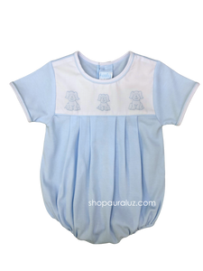 Auraluz Knit Boy Bubble..Blue with embroidered puppies