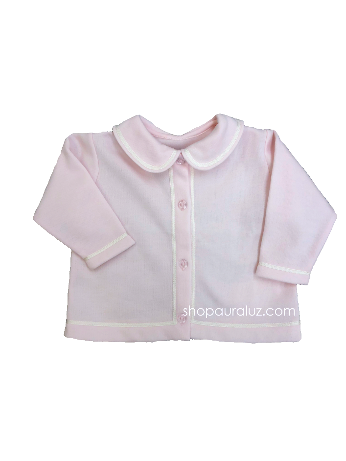 Auraluz Girl Fleece Jacket..Pink with white shiny ribbon trim. STORE EXCLUSIVE!