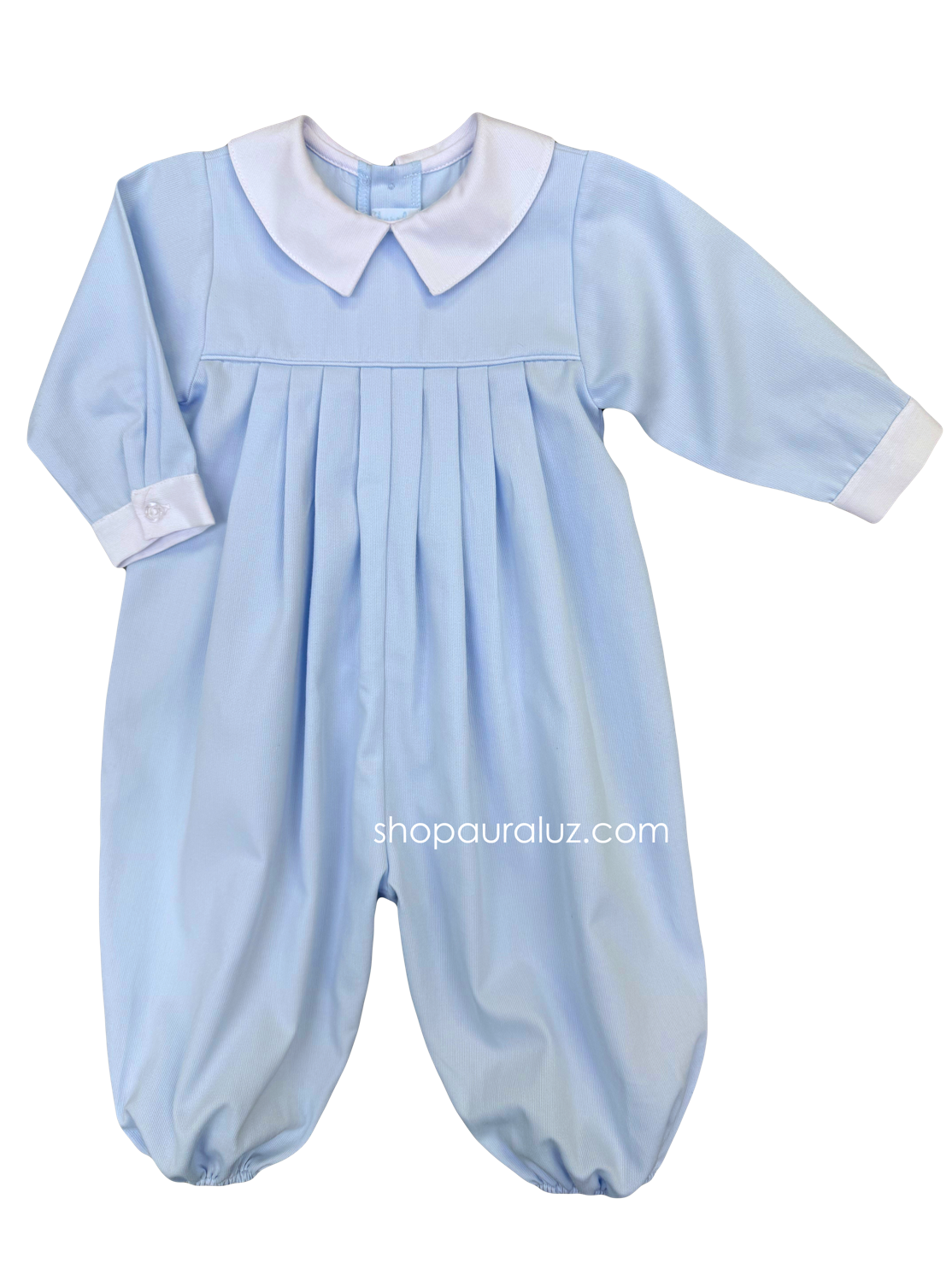 Auraluz Pique Boy Longall..Blue with white boy collar