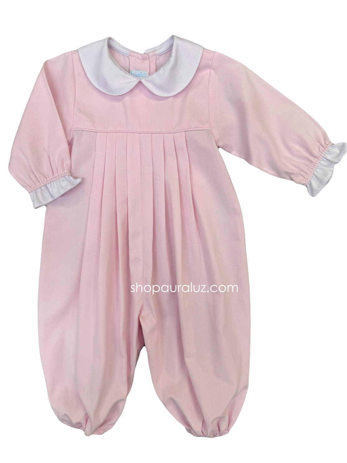 Auraluz Pique Girl Longall..Pink with white p.p. collar