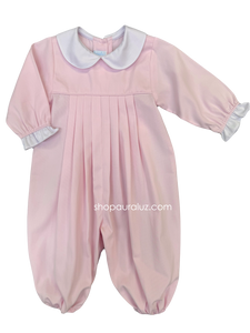 Auraluz Pique Girl Longall..Pink with white p.p. collar