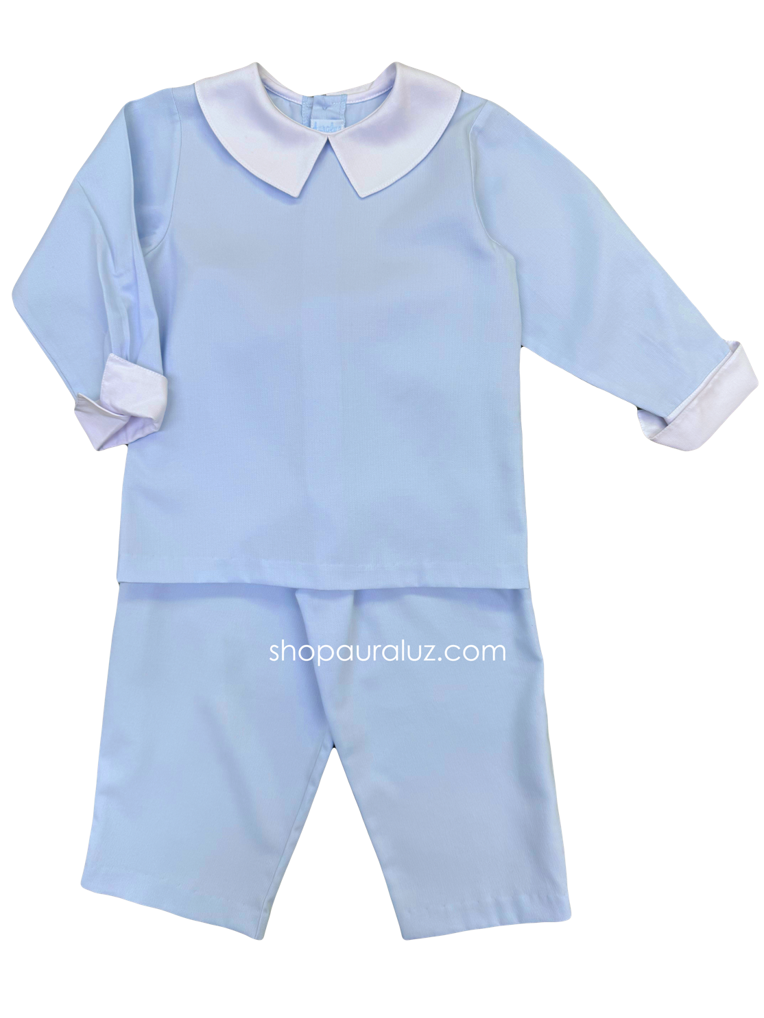 Auraluz Pique Boy 2pc..Blue with white boy collar