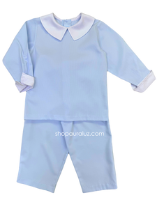 Auraluz Pique Boy 2pc..Blue with white boy collar