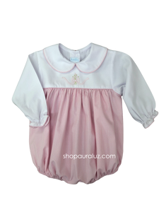 Auraluz Girl Bubble...Pink check w/white long sleeves and p.p. collar with embroidered bow