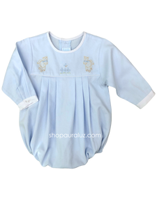 Auraluz Pique Boy Bubble...Blue with white binding trim and embroidered pony