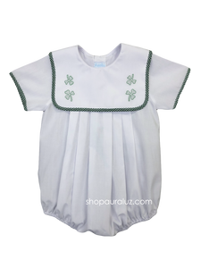 Auraluz Boy Bubble...White w/green check trim and embroidered shamrocks. STORE EXCLUSIVE!