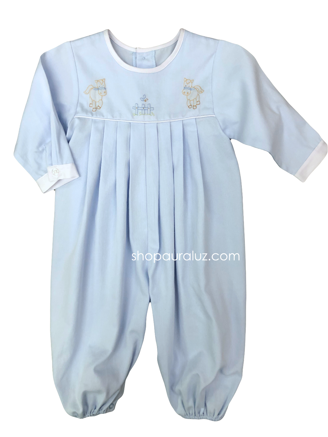 Auraluz Pique Boy Longall...Blue with white binding trim and embroidered pony