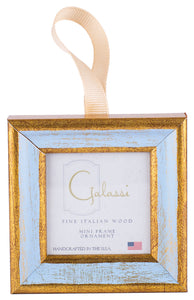 Galassi Blue and Gold Wood Mini Frame Ornament