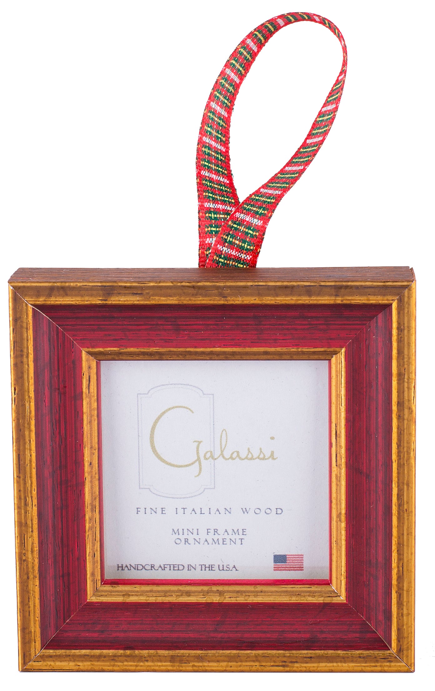 Galassi Red and Gold Wood Mini Frame Ornament